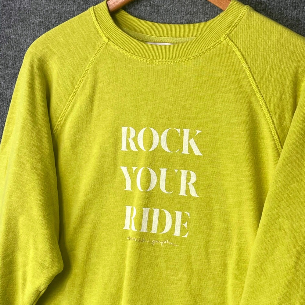 Spiritual Gangster Rock Your Ride Yellow Graphic Sweatshirt Large L Raglan